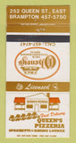 Matchbook Cover - Queen's Pizzeria Brampton ON O'Henry's 30 Strike
