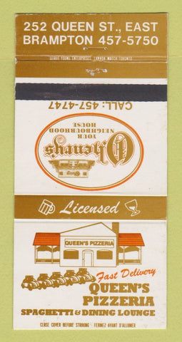 Matchbook Cover - Queen's Pizzeria Brampton ON O'Henry's 30 Strike