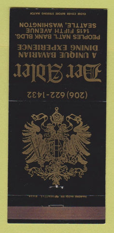 Matchbook Cover - Der Adler Restaurant Seattle WA Bavarian 30 Strike