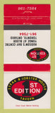 Matchbook Cover - 1st Edition Tavern Toronto ON 30 Strike