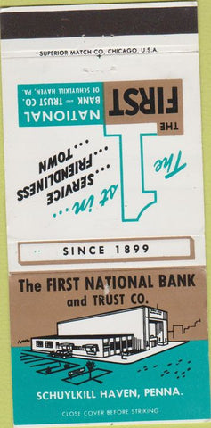 Matchbook Cover - The First National Bank Schuylkill Haven PA 30 Strike