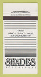 Matchbook Cover - Shades Restaurant Ottawa ON 30 Strike