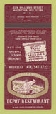 Matchbook Cover - Depot Restaurant Waukesha & Western WI 30 Strike