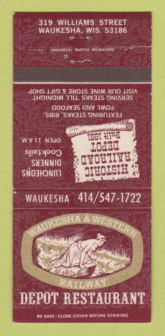 Matchbook Cover - Depot Restaurant Waukesha & Western WI 30 Strike