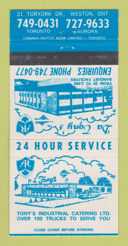 Matchbook Cover - Tony's Restaurant Catering Weston ON 30 Strike