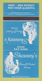 Matchbook Cover - Shauney's Restaurant Red Deer AB girlie 30 Strike