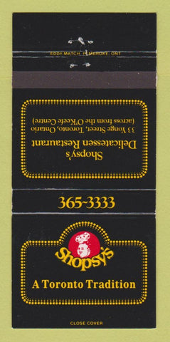 Matchbook Cover - Shopsy's Deli Toronto ON 30 Strike