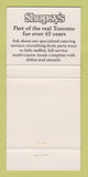 Matchbook Cover - Shopsy's Deli Toronto ON 30 Strike