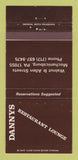 Matchbook Cover - Dannys Retsaurant Lounge Mechanicsburg PA 30 Strike