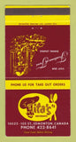Matchbook Cover - Tila's Ristorante Edmonton AB 30 Strike