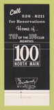 Matchbook Cover - 100 North Main Memphis TN WEAR 30 Strike