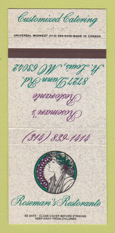 Matchbook Cover - Rosemari's Restorante St Louis MO girlie 30 Strike