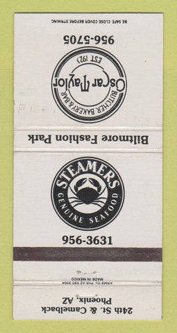 Matchbook Cover - Oscar Taylor Steamers Phoenix AZ Restaurants WEAR 30 Strike