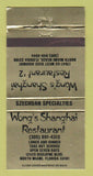 Matchbook Cover - Wong's Shanghai Restaurant North Miami FL WEAR 30 Strike