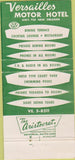Matchbook Cover - Versailles Motor Hotel New Orleans LA 30 Strike