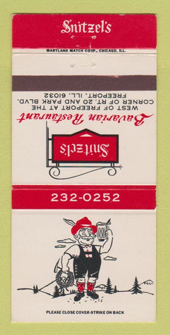 Matchbook Cover - Snitzel's Bavarian Restaurant Freeport IL 30 Strike