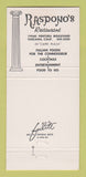 Matchbook Cover - Raspono's Restaurant Tarzana CA 30 Strike