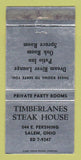 Matchbook Cover - Timberlanes Steak House Salem OH WEAR 30 Strike