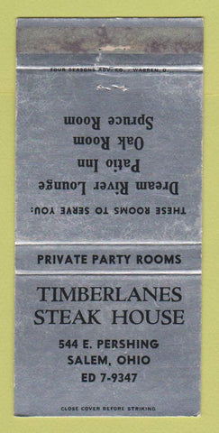 Matchbook Cover - Timberlanes Steak House Salem OH WEAR 30 Strike