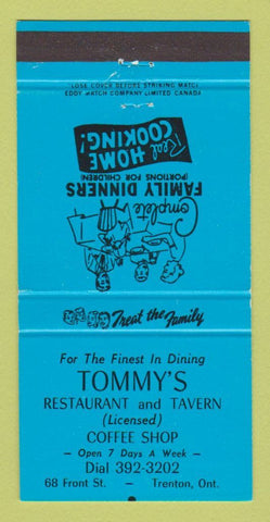 Matchbook Cover - Tommy's Restaurant Tavern Trenton ON BLUE 30 Strike