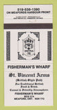 Matchbook Cover - St Vincent Arms British Pub Meaford ON 30 Strike