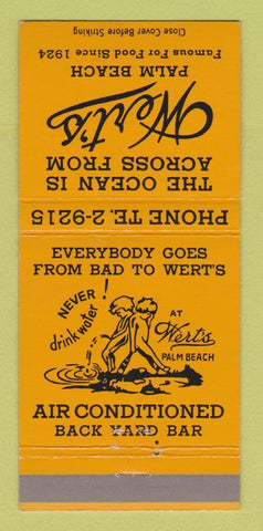 Matchbook Cover - Wert's Restaurant Palm Beach FL 30 Strike