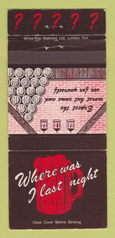 Matchbook Cover - Waverly House Restaurant Hamilton ON 30 Strike