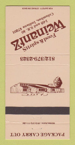 Matchbook Cover - Weinantz Restaurant Columbus IN 30 Strike