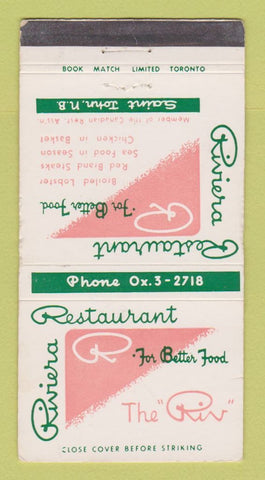 Matchbook Cover - Riviera Restaurant St John NB WORN 30 Strike