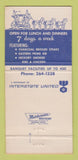 Matchbook Cover - Smokehouse Restaurant Phoenix AZ 30 Strike