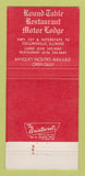 Matchbook Cover - Round Table Restaurant Motor Lodge Collinsville IL 30 Strike