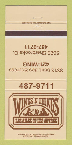 Matchbook Cover - Wings n Things Restaurant Montreal? QC 30 Strike