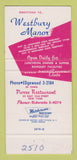 Matchbook Cover - Westbury Manor Restaurant LI NY 30 Strike