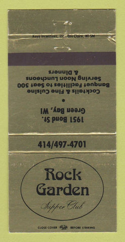 Matchbook Cover - Rock Garden Supper Club Green Bay WI 30 Strike
