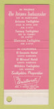 Matchbook Cover - The Arizona Ambassador Phoenix AZ SAMPLE 30 Strike