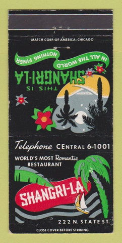 Matchbook Cover - Shangri La Restaurant Chicago IL 30 Strike