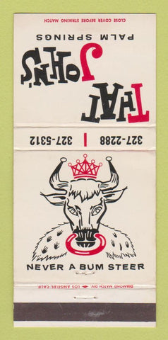 Matchbook Cover - That John's Restaurant Palm Springs CA 30 Strike