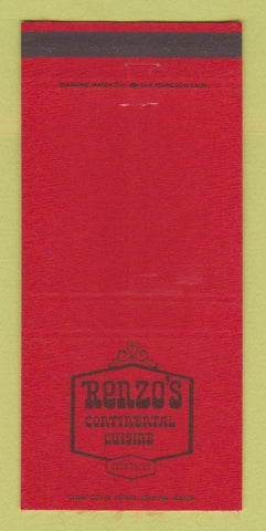 Matchbook Cover - Renzo's Restaurant Campbell CA 30 Strike