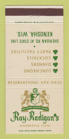 Matchbook Cover - Ray Radigan's Restaurant Kenosha WI 30 Strike