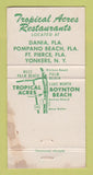 Matchbook Cover - Tropical Acres Restaurant Boynton Beach FL 30 Strike