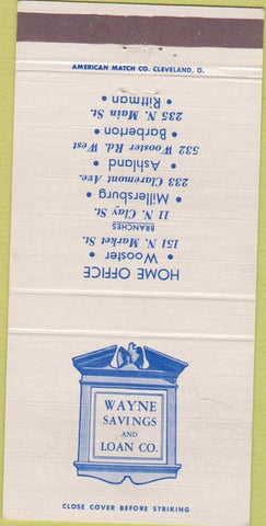 Matchbook Cover - Wayne Savings  and  Loan Wooster OH 30 Strike
