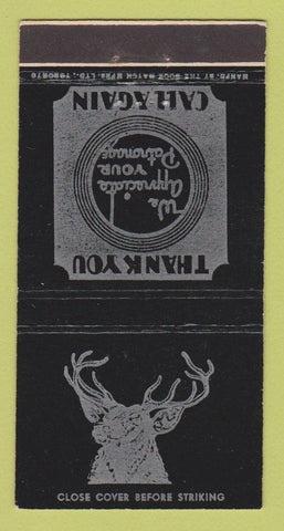 Matchbook Cover - Thank You Call Again Canada  30 Strike