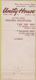 Matchbook Cover - Unity House Hotel Forest Lake PA 30 Strike