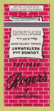 Matchbook Cover - Roger's Restaurant Santa Clara CA 30 Strike