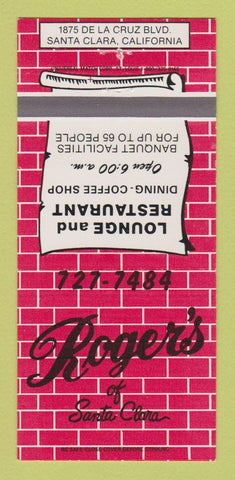 Matchbook Cover - Roger's Restaurant Santa Clara CA 30 Strike