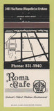Matchbook Cover - Roma Cafe Detroit MI 30 Strike