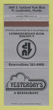 Matchbook Cover - Yesterday's Restaurant Fort Lauderdale FL 30 Strike