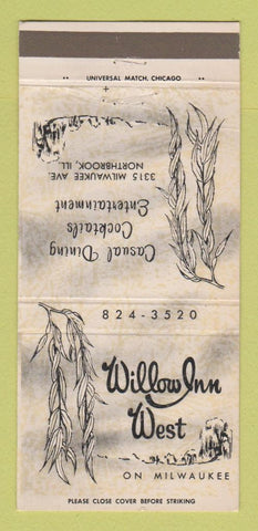 Matchbook Cover - Willow Inn West Milwaukee WI Northbrook IL 30 Strike