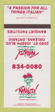 Matchbook Cover - Romanzo Park Restaurant Orleans ON Italian 30 Strike