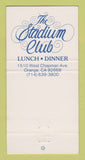 Matchbook Cover - The Stadium Club Orange CA Restaurant 30 Strike